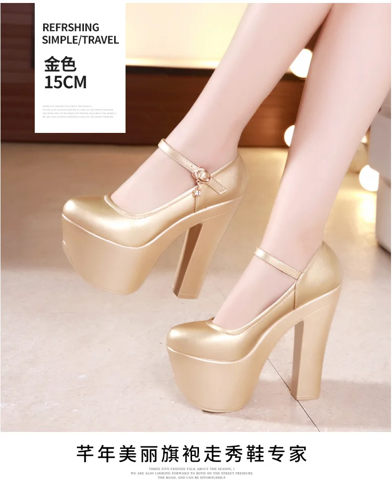 Black Platform High Heels Wedding Shoes Bride New Women's Pumps Platform Shoes White Split Leather For Ladies Dance Shoe