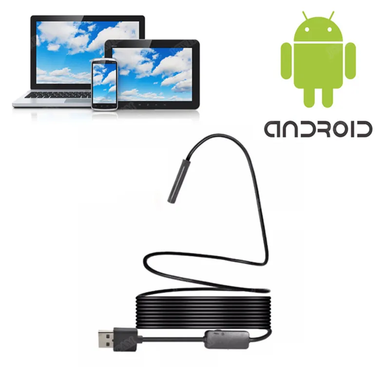 Android эндоскоп камера 5 мм объектив 1 м/1 м/2 м/3 м/5 м змеиная проволока Borescopes мини для