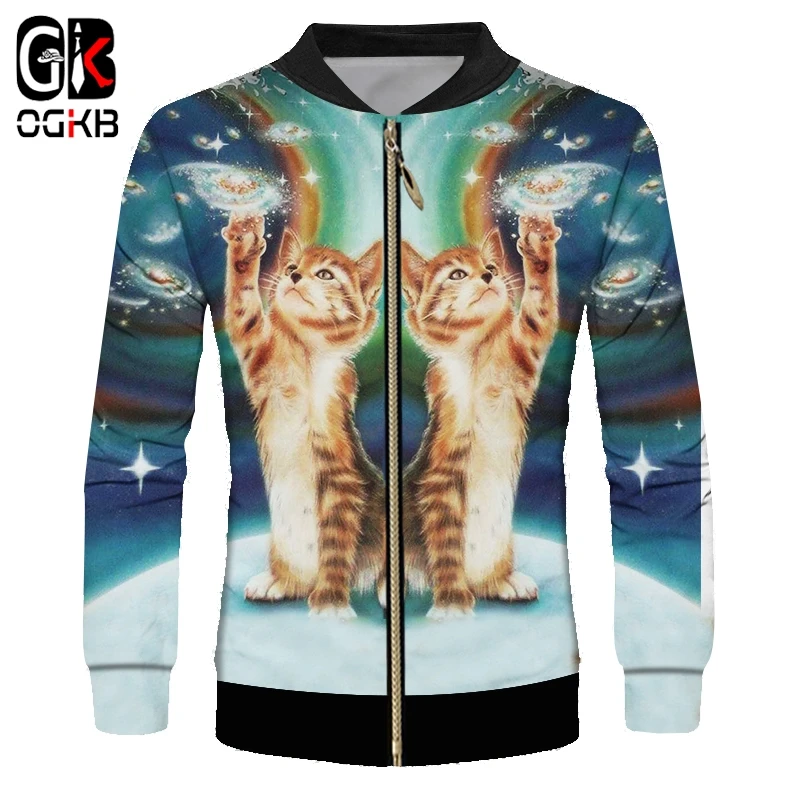 

OGKB Coat Men Hot Sale 3D Zipper Jackets Print Pailey Cat Streetwear Plus Size 6XL Tops Tees Unisex Autumn Windbreaker Dropship