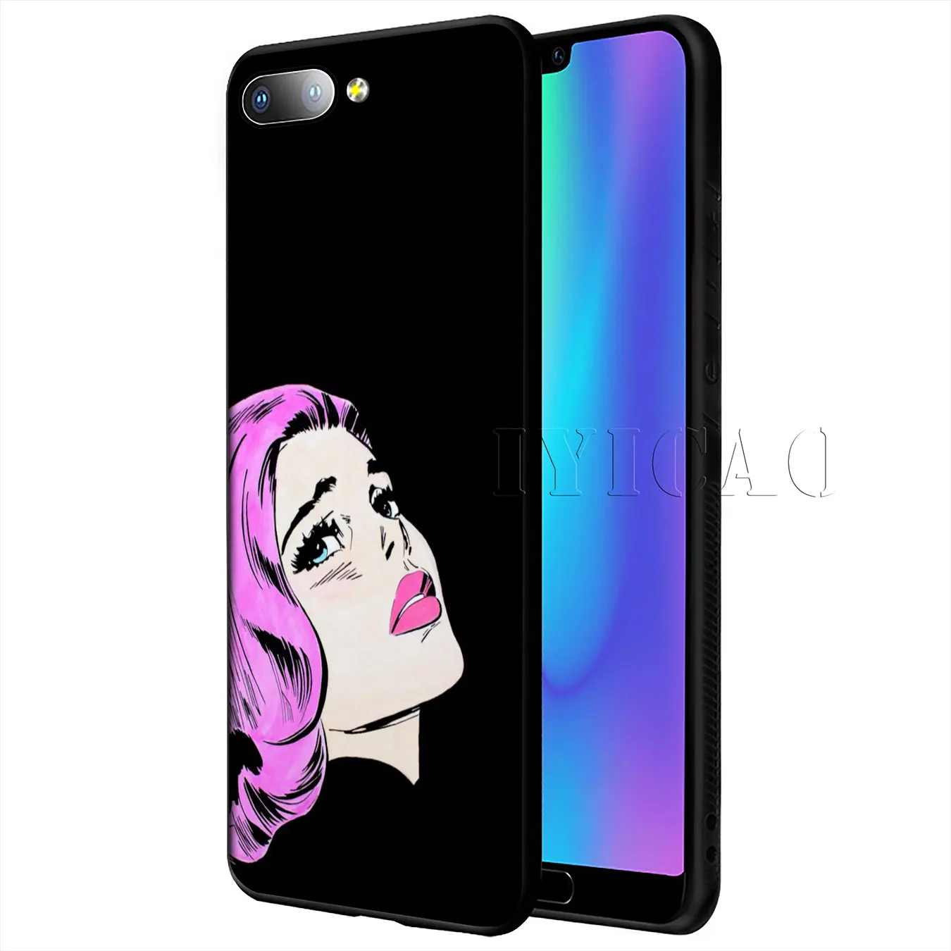 IYICAO Vintage Pop Art Crying Girl Sad Soft Case for Huawei Y9 Y7 Y6 Prime 2019 Honor 20 8C 8X 8 9 9X 10 Lite 7C 7X 7A Pro |