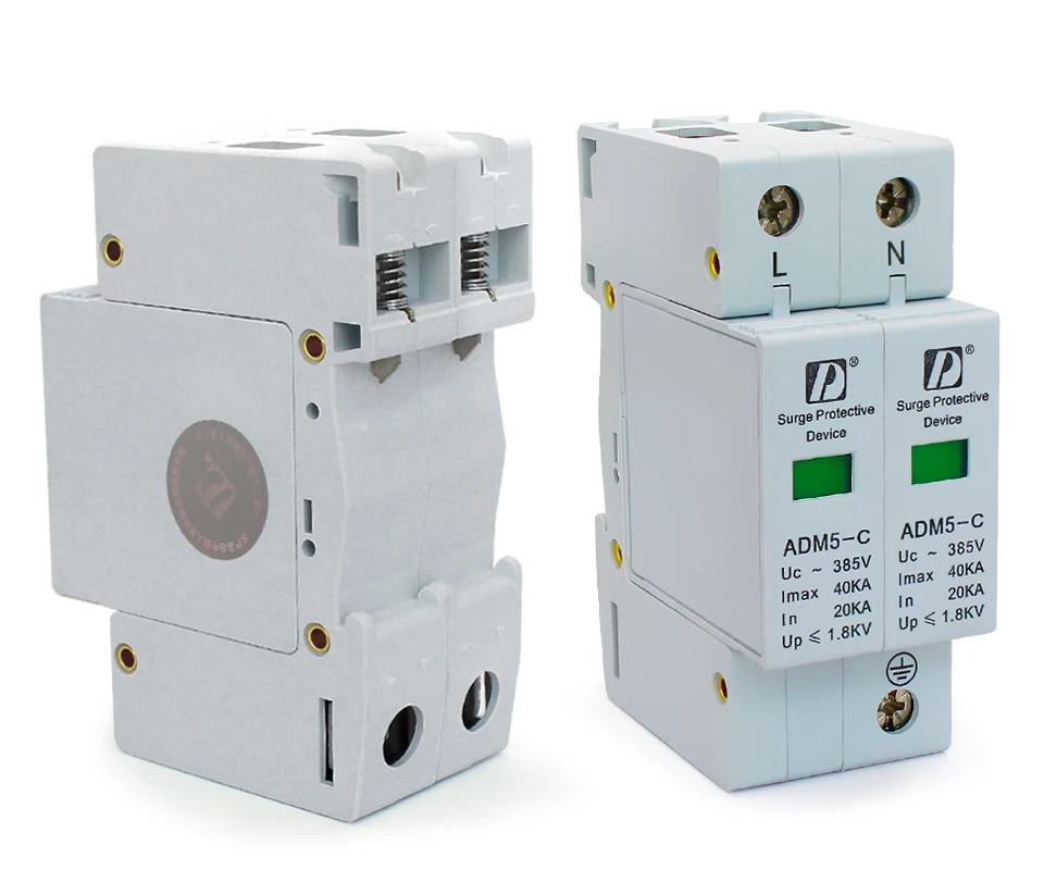 Высокое качество 20-40kA 2P+ N 110V 220V 380V AC din-рейка SPD низкое напряжение устройство защиты от перенапряжений
