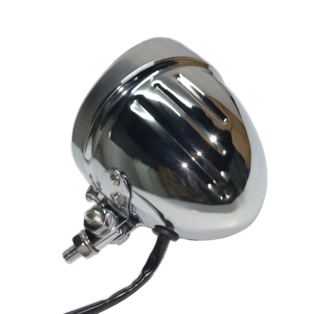 Chrome High Quality Motorcycle 4.5&quot Tri-Bar Visor Headlight Headlamp H4 60W/55W For Honda Yamaha Suzuki Kawasaki Cafe Racer |