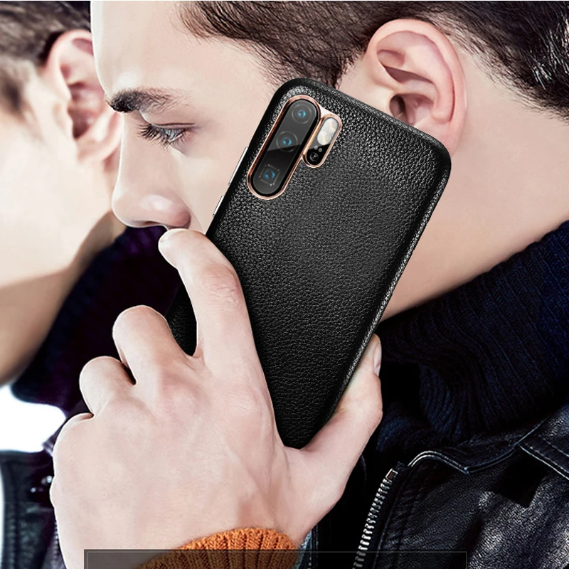 Чехол с полной защитой для Huawei P30 Pro чехол из натуральной кожи личи ударопрочный