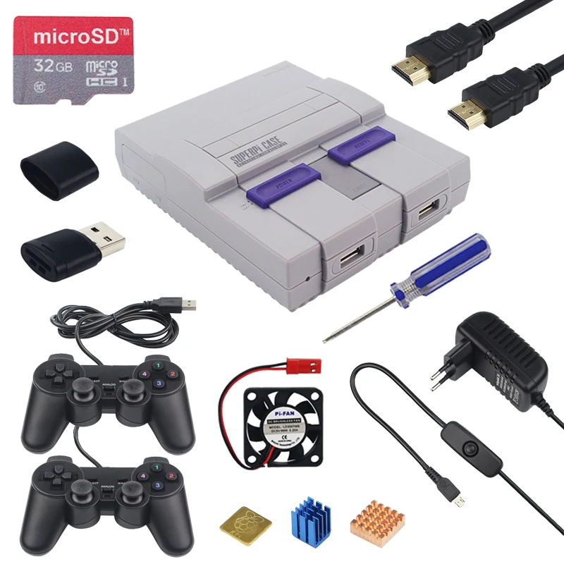 Raspberry Pi SUPERPIE чехол U Retroflag чехол+ игровой контроллер+ 32 ГБ sd-карта+ HDMI+ 3A адаптер питания для RPI 3B+ B Plus
