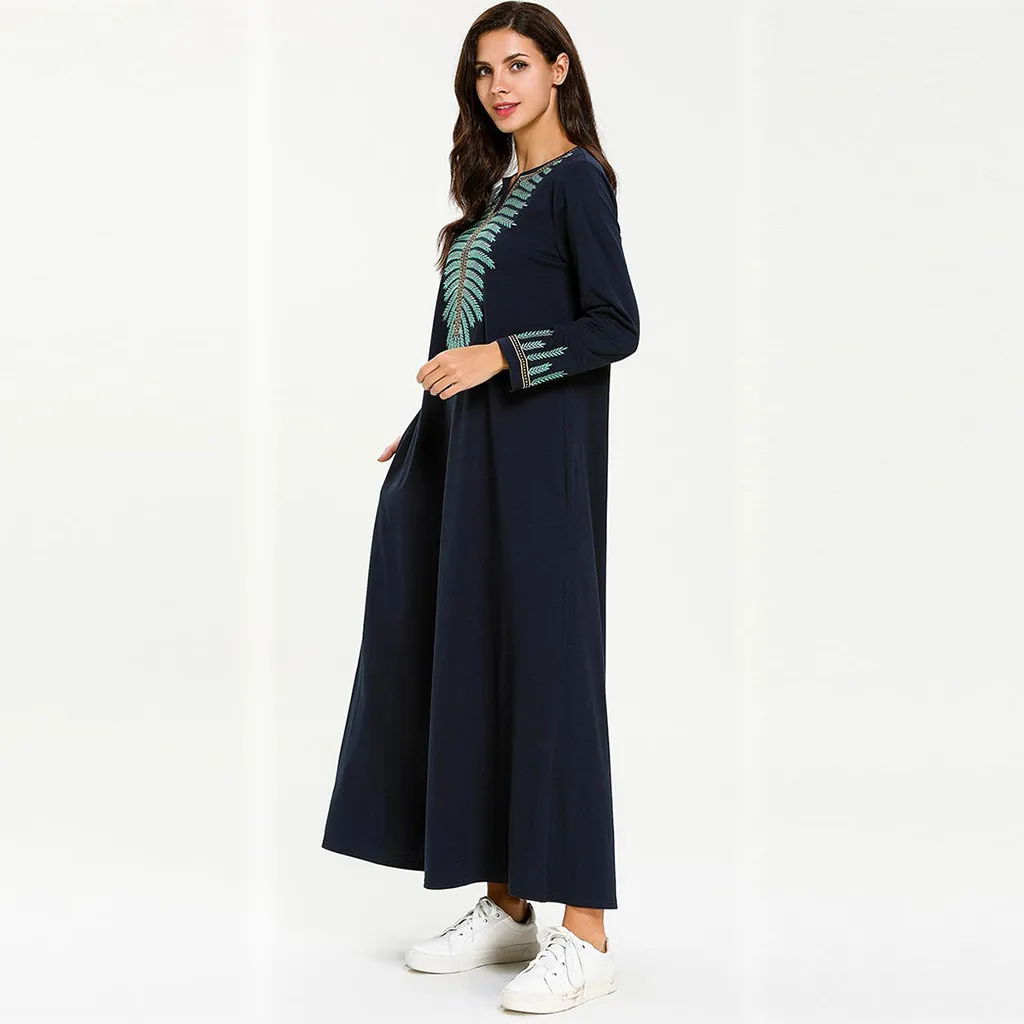Женская мода vestido Abaya мусульманское женское платье с длинным рукавом исламский