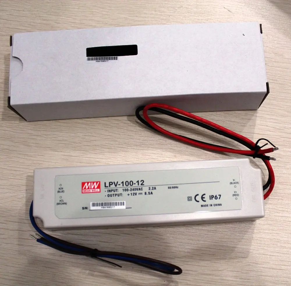 100% Оригинал Новый 100 вт Переключение ПРИВЕЛО Питания Mean well LPV-100-12 ip67