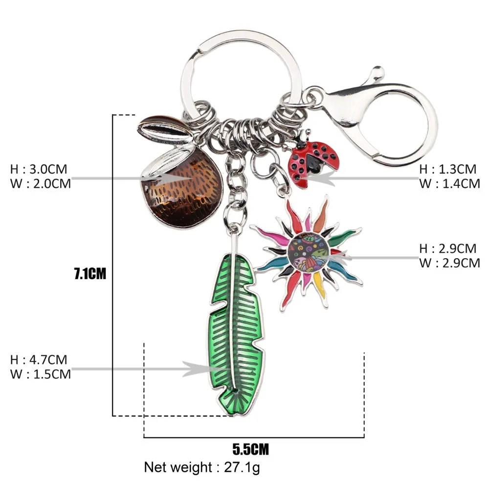 Брелок в виде цветка от солнца Bonsny брелок из сплава с тропическим кокосовым