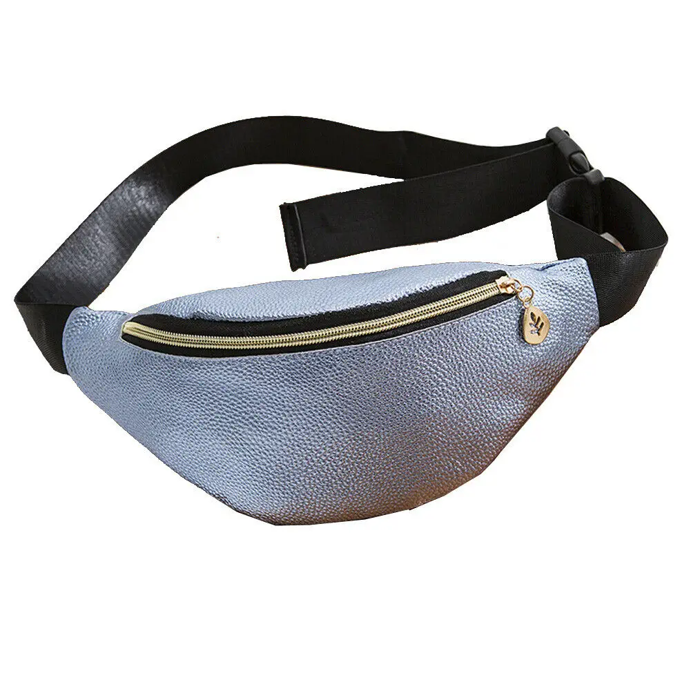 Style2 Light Blue Женская поясная сумка для девочек блестящая кожаная сумка поясная сумка-пояс на талию дорожная поясная сумка для телефона с карманом - Цвет: Style2 Light Blue