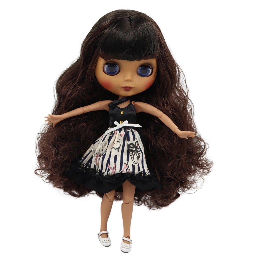 Кукла Blyth от ICY DBS черная кожа матовое лицо тело черные смешанные коричневые