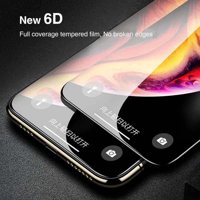 Никотд 5D полное покрытие закаленное стекло для iPhone X XS 7 6s Plus Max Защита экрана XR 8