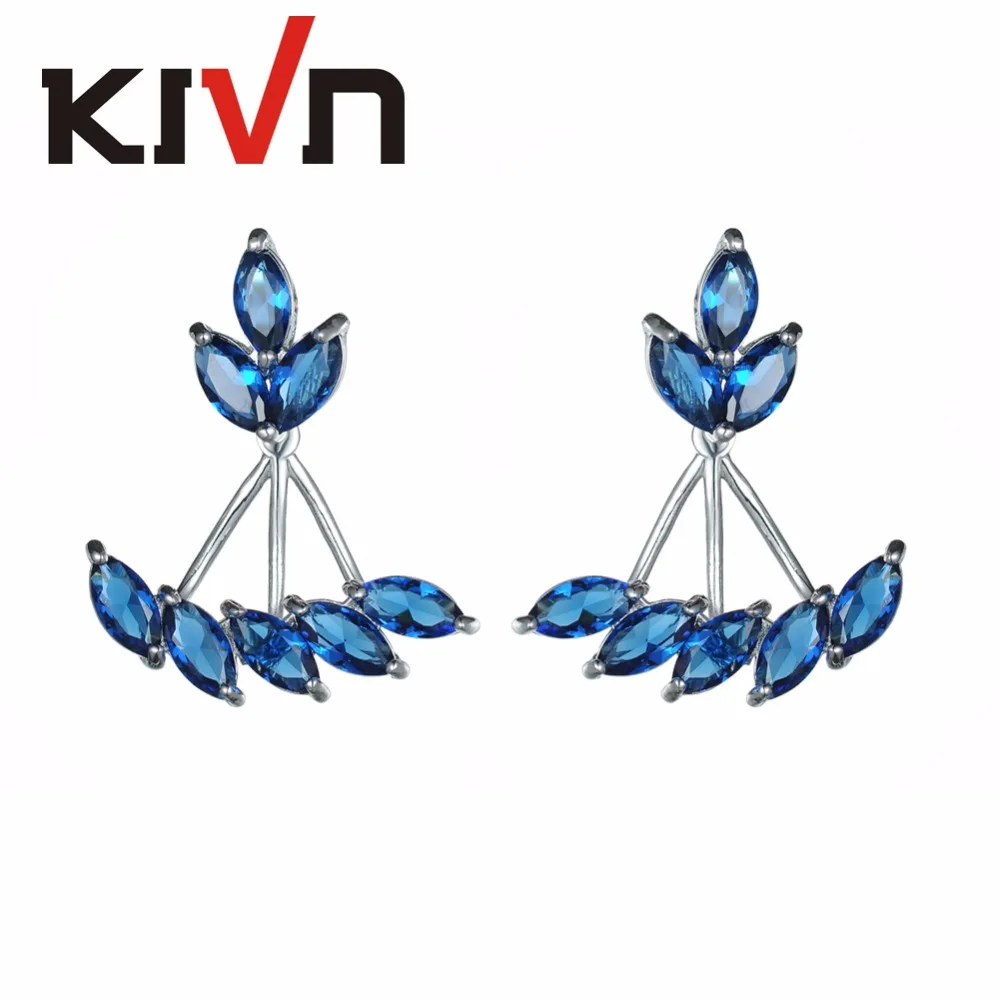 

KIVN Fashion Jewelry Blue CZ Cubic Zirconia Womens Girls Bridal Wedding Earrings Ear Jackets Birthday Gifts 10pcs Lots Wholesale