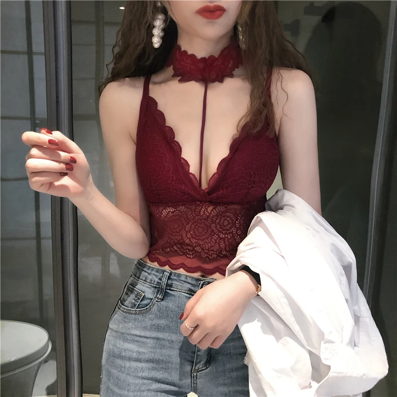 

Распродажа, летние новые сексуальные женские топы на бретельках, связанный крючком бюстгальтер с глубоким v-образным вырезом, с открытой сп...