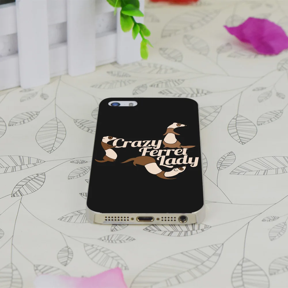 C3284 Crazy Ferret Lady Прозрачный Жесткий Тонкий чехол для Apple IPhone 4 4S 4G 5 5G 5S SE 5C 6 6S Plus |
