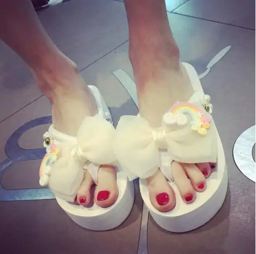 

HAHAFLOWER Woman Platform Sandals & Flip Flops Beach Slippers Wedge A Sandal High Heels Shoes New Flat Flip-Flop Female Brand