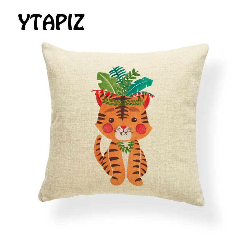 Мультяшная цветная подушка в виде животных набор из гиппокампа тигра динозавра