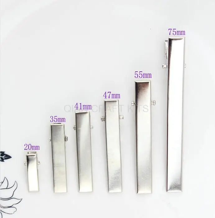 

set of 250PCS--20-75mm mixed Size Silver tone plated metal hair alligator clip barrette free shipping-JS0056