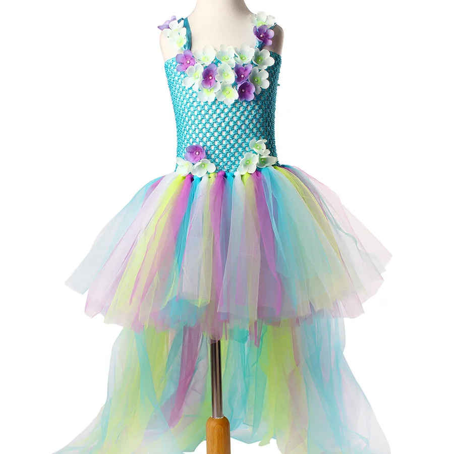Water Fairy Dress Изысканная сказочная балетная пачка с павлином, платье для девочек на день рождения, фестиваль, вечерние костюм для конкурса, детское бирюзовое, фиолетовое бальное платье - Цвет: Water Fairy Dress