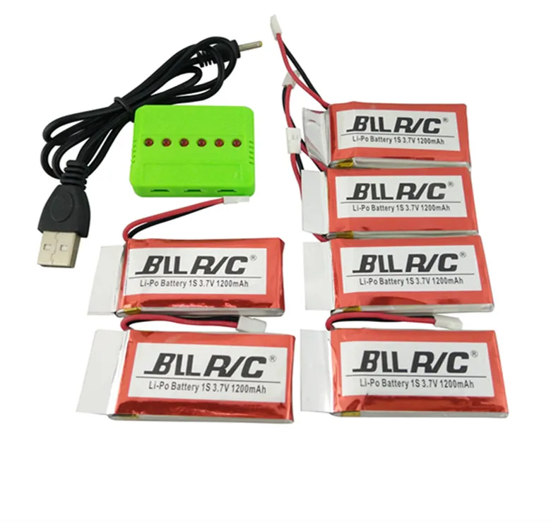 BLLRC горячая модель летательного аппарата батареи 6 шт 3 7 V 1200mah с зарядка SYMA X5S X5SC X5SW
