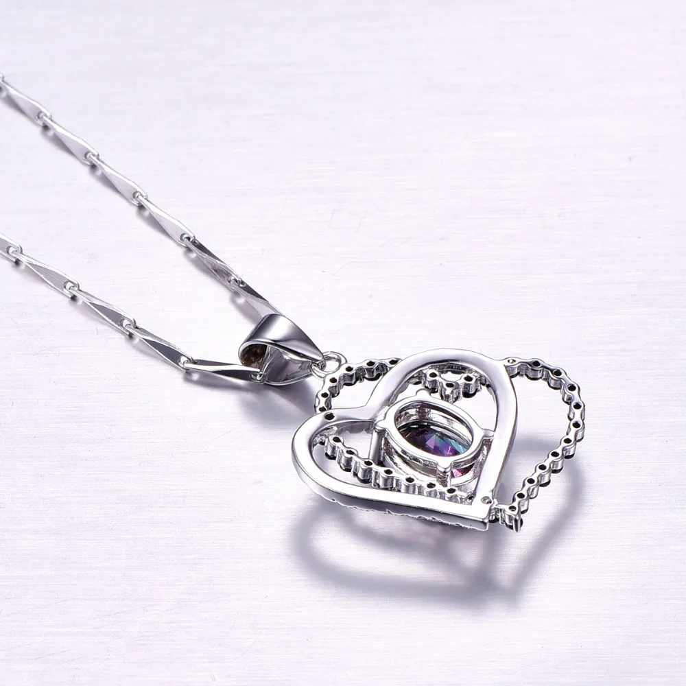 Jrose 2.55ct Genuine Multicolor Rainbow Fire Mystic CZ Pendant Real Pure 925 sterling Silver Brand New Heart With a Chain | Украшения и