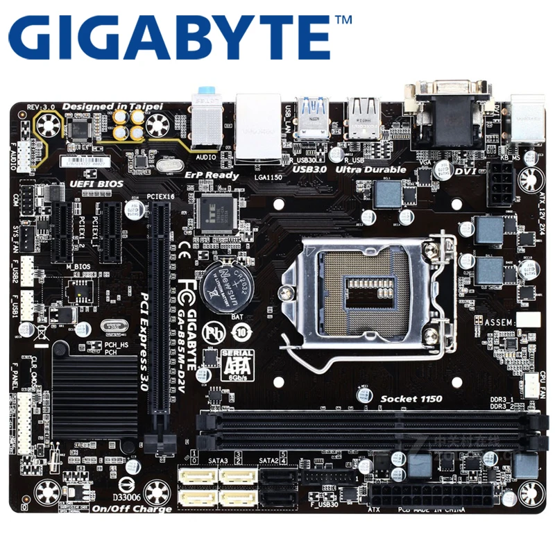 

GIGABYTE GA-B85M-D2V Desktop Motherboard B85 Socket LGA 1150 i3 i5 i7 DDR3 16G Micro-ATX UEFI BIOS Original Used Mainboard