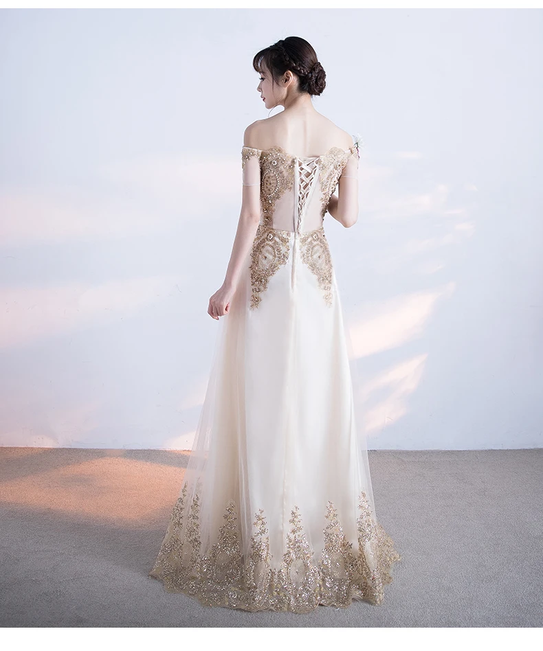 Женское длинное вечернее платье элегантное кружевное Привлекательное трапеция с блестками и вырезом