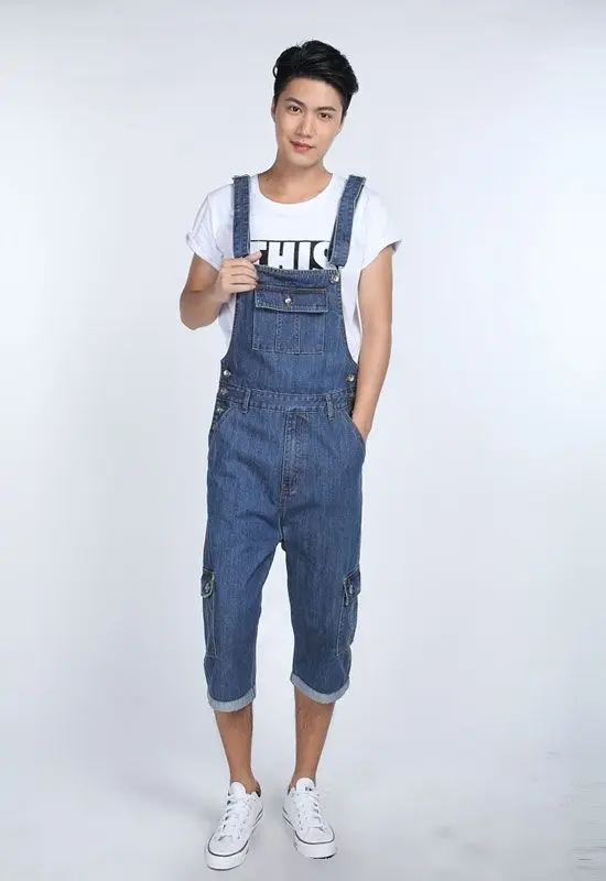 2017 размера плюс 5XL свободные синие джинсы комбинезон Для мужчин осенне весенние