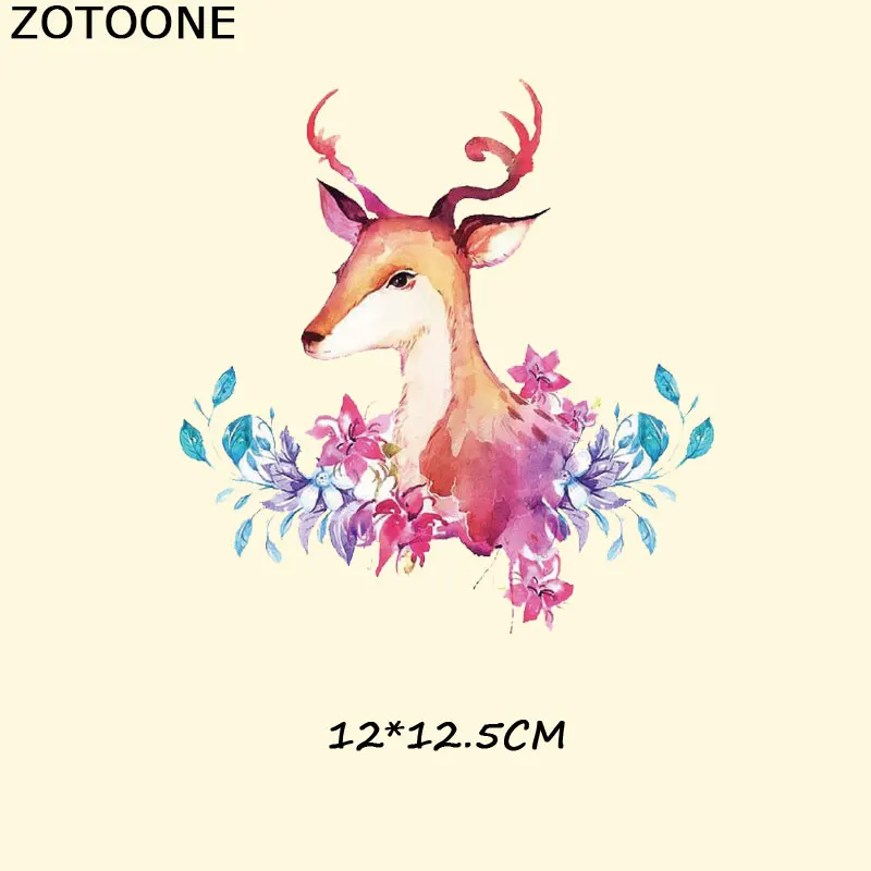 ZOTOONE Железный патч для одежды красивый цветок олень животное патч DIY аксессуар украшение печать на футболке джинсы C