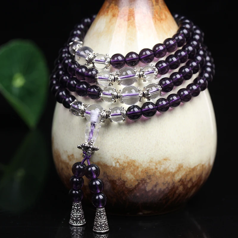 Новая мода 6 мм составные фиолетовые хрустальные бусины тибетский буддийский
