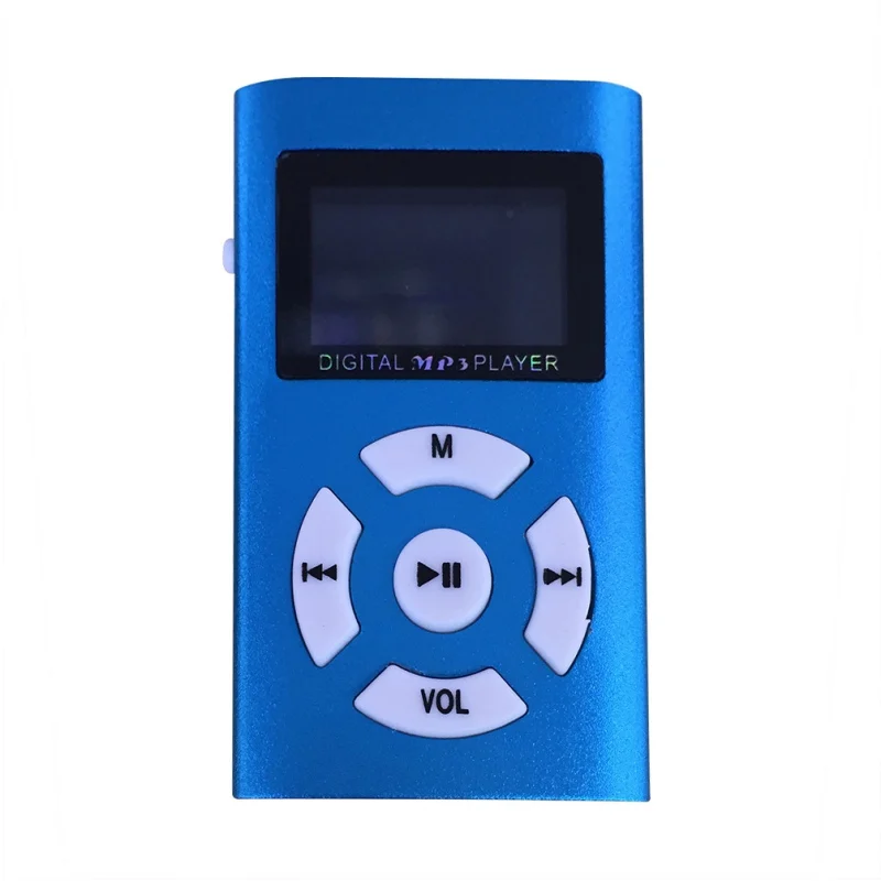 Синий Мини ЖК-экран MP3 плеер Поддержка Micro SD TF карта алюминиевый корпус Спорт Walkman - Цвет: Синий