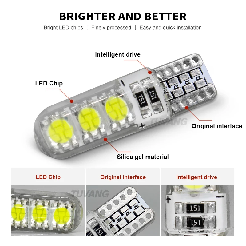 5 шт./лот новые супер яркие силиконовые двухсторонние лампы W5W 194 168 T10 6Smd 5050