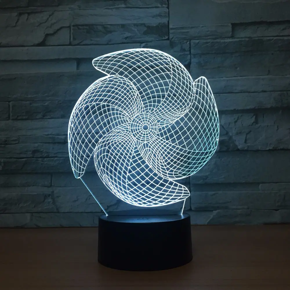 7 color Windmill touch led night light 3D visual lamp 1305 | Night Lights