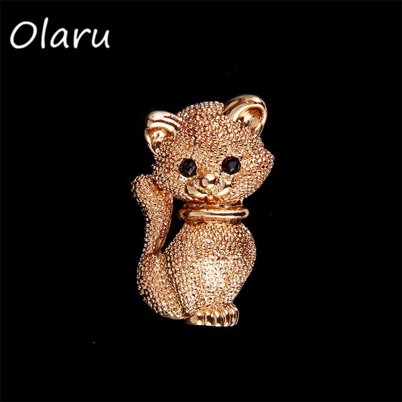 Olaru Extendy Золотая маленькая милая брошь в форме кошки ювелирные изделия Женская