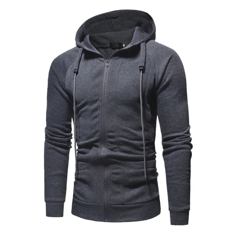 Plus Size Men's Hoodies Tracksuit 2018 Autumn Winter Drawstring Pocket Hooded Sweatshirt Long Sleeve Zip Slim Coat Male Jacket | Мужская