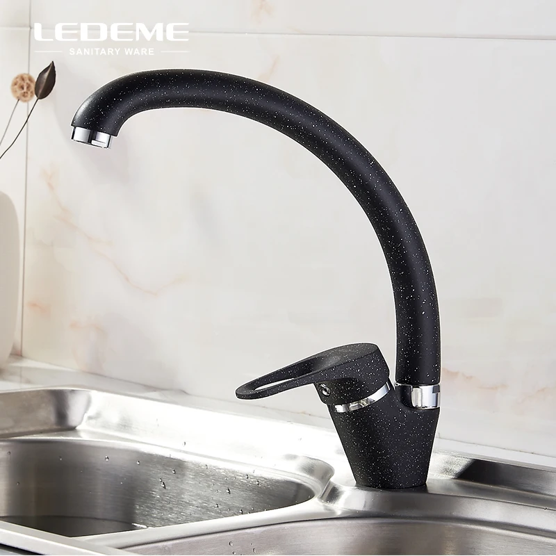 LEDEME медный смеситель для кухонной раковины с одной ручкой холодной и горячей