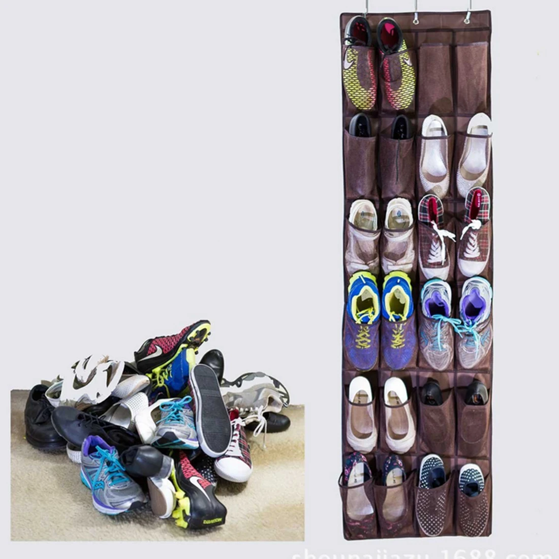 Подвесной органайзер для обуви с 24 карманами держатель нетканый сетчатый