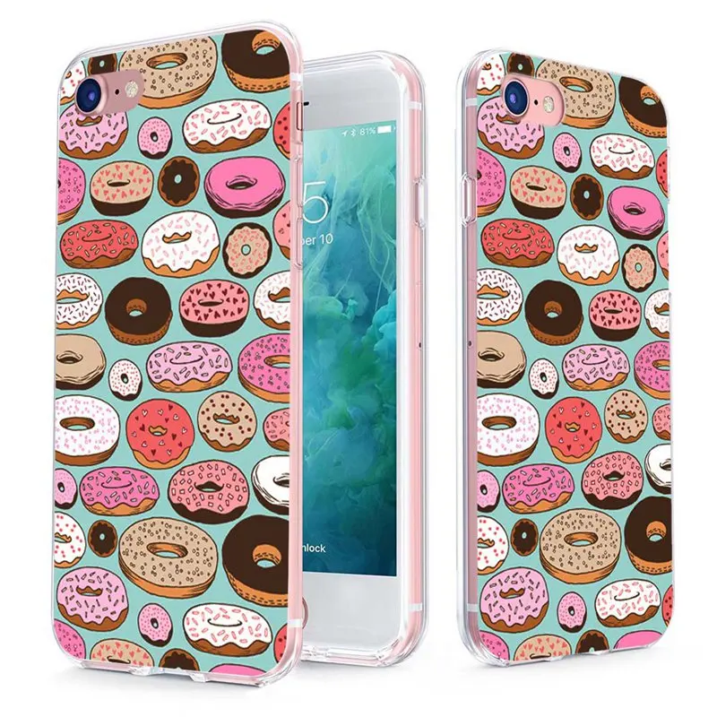 MLCRIYG Soft Phone Case For iPhone 6 6S Plus 7 7Plus 8Plus X TPU Colorful Pizza Cake Watermelon Pattern Fundas C056 |