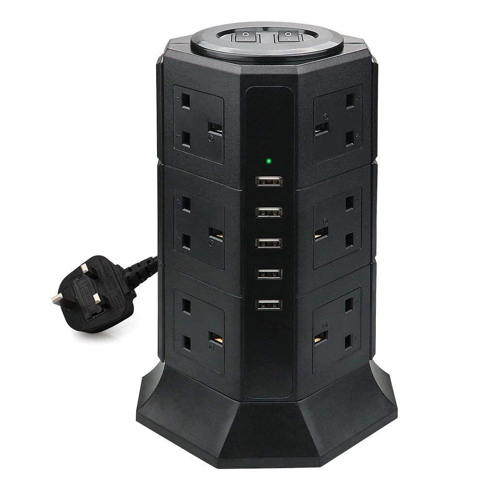 12 UK Outlets Вертикальный сетевой блок 8/12, штепсельная розетка Великобритании с usb-зарядкой, стабилизатор напряжения 6,6 фута/2 м, удлинитель для бытовой техники - Цвет: 12 UK Outlets