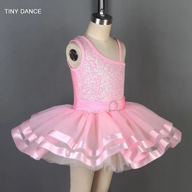 Бледно-розовое балетное платье-пачка с блестками для детей танцевальные костюмы