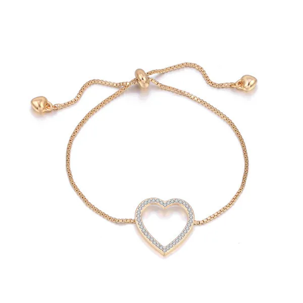 KC Gold Модный Регулируемый циркониевый браслет для женщин золотая коробка с сердцем цепочка Ювелирные изделия в форме сердца браслет подарок - Окраска металла: KC Gold