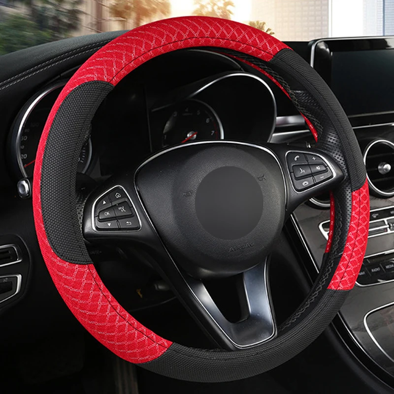 HuiER авто чехол рулевого колеса автомобиля Volant дышащая ткань 5 цветов Оплетка на