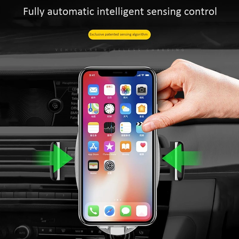 Qi Беспроводное зарядное устройство Автомобильный держатель для iPhone XS XR Samsung