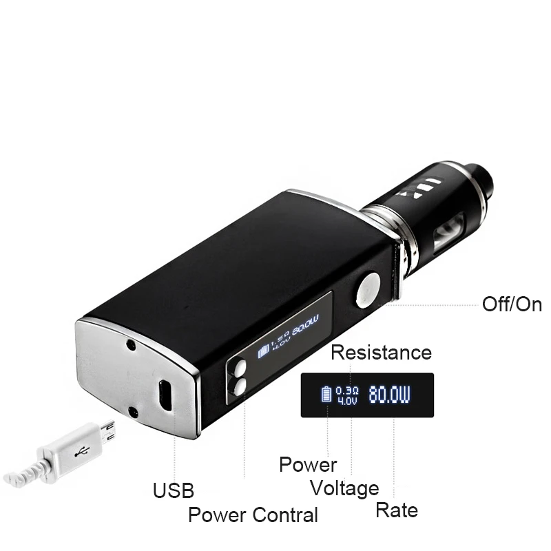 Электронная сигарета Vape 80 Вт комплект 2200 мАч батарея 22 мм распылитель 0.3ohm катушка большой дым для испарителя кальяна электронная сигарета