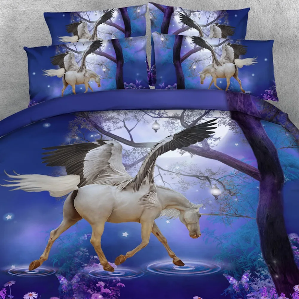 

Brand Goldeny 3 Parts Per Set Beautiful White Unicorn Bed Sheet 3d kids bedding set Children Bed Sheet Set Girls Bed Sheet Set