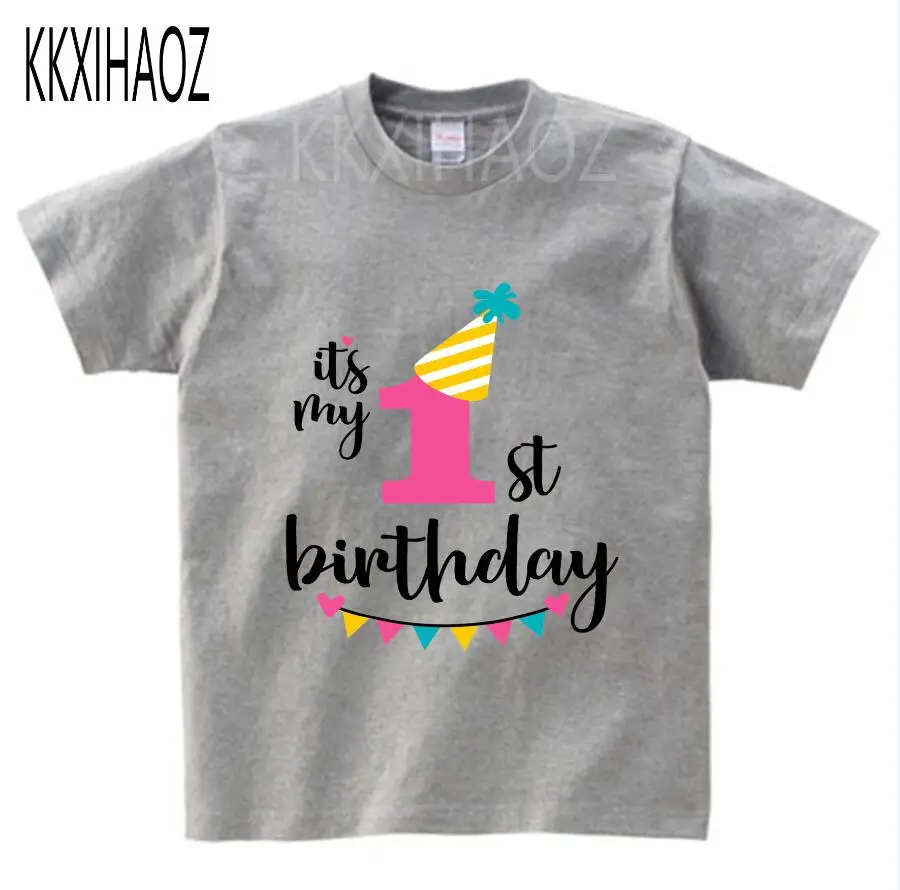 gray childreT-shirt Одежда для маленьких мальчиков и девочек с принтом «it's my 1-3 th Birthday», детская забавная футболка, подарок на день рождения для детей 1-3 лет, NN - Цвет: gray childreT-shirt