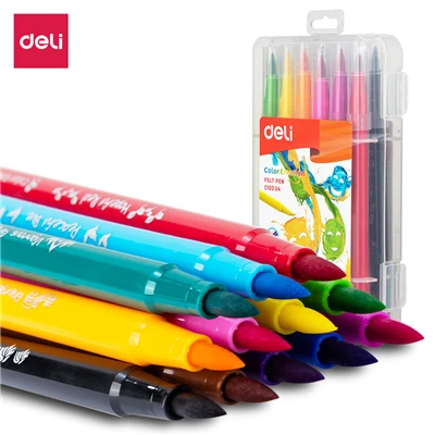 Deli мягкая фломастер для рисования 1,0-8,0 мм Яркий 12 цветов 24 цвета EC10304 EC10324 - Цвет: EC10304-12COLOR