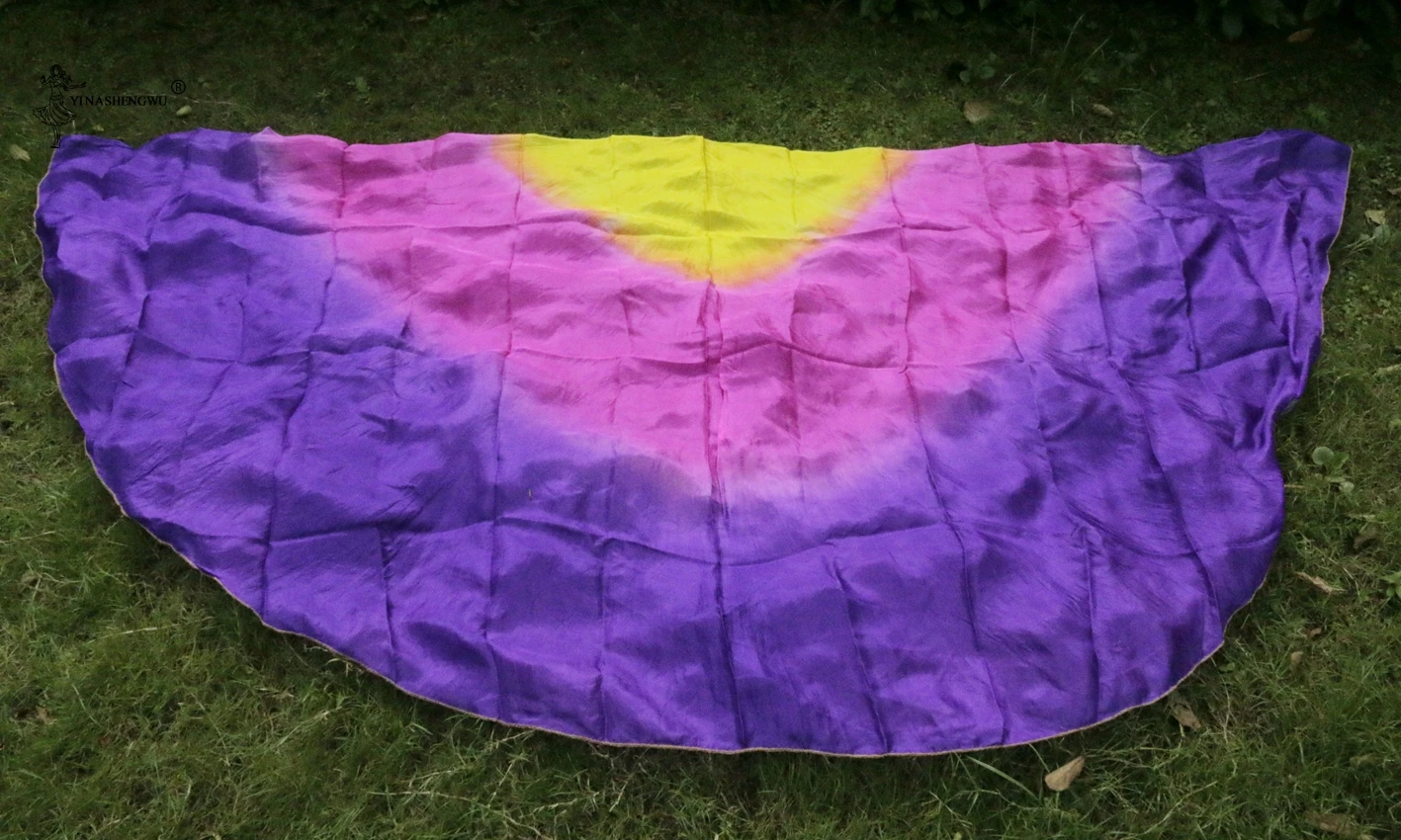 Design 100% Real Silk Belly Dance Veil Cheap Purple Gradient Veils Semicercle Wholesale 250*114cm Yellow Rose | Тематическая одежда
