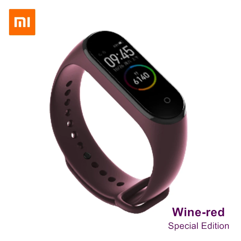 Оригинальный розовый ремешок Xiaomi Mi Band 4 лимитированная серия винно-красный