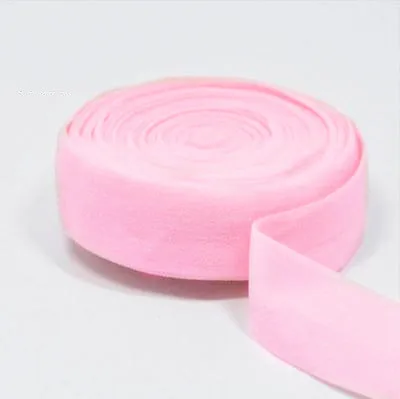 Pink Эластичные ленты 20 мм, многоцветные эластичные Сатиновые ленты из спандекса, аксессуары для волос, кружевная лента для шитья, 5 м - Цвет: Pink
