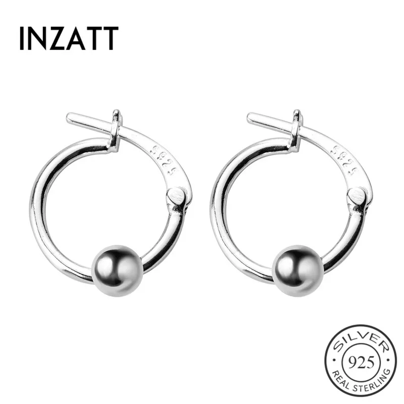 INZATT, настоящее 925 пробы, Silve, минималистичные серьги, обручи, бусины для модных женщин, вечерние, модные ювелирные украшения, аксессуары