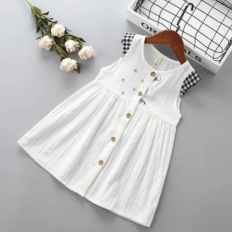 2-7 year High quality girl dress 2021 new summer casual cartoon solid kid children clothing party birthday princess | Детская одежда и